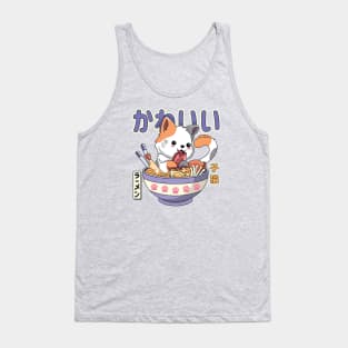 Kawaii Kitty Enjoying Ramen Tank Top